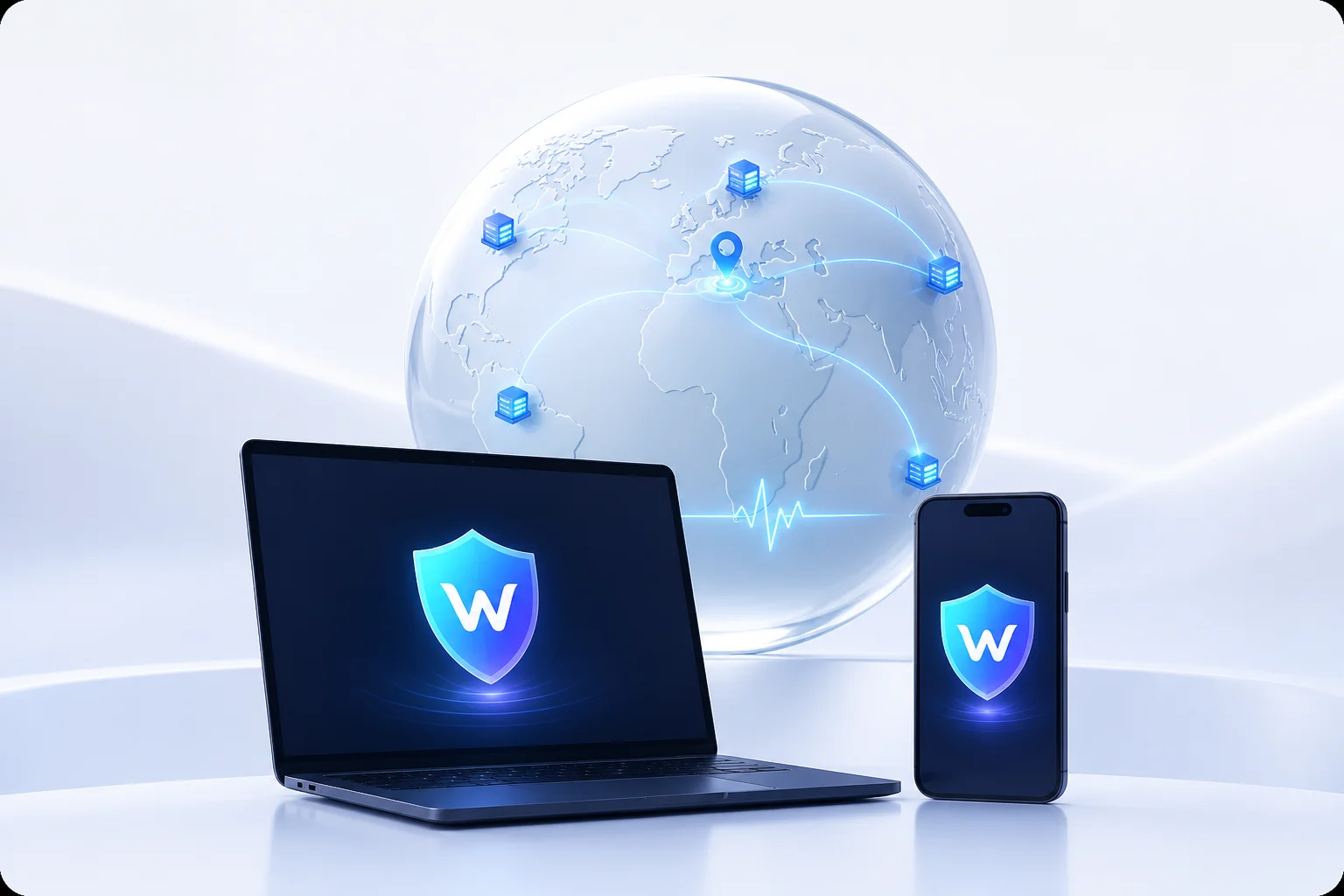 نمای رابط WithUs Connect روی لپ‌تاپ و موبایل